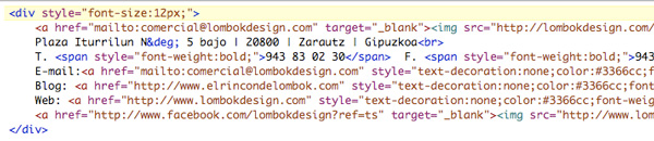 Código HTML de la firma