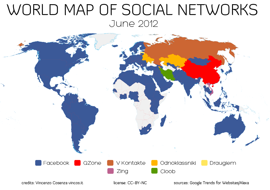 mapa de uso de las redes sociales