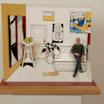 Maquetas en miniatura de artistas famosos trabajando. 