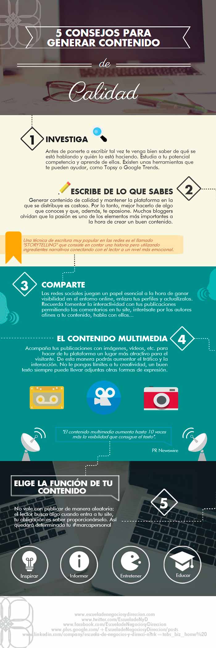 Infografia obre 5 consejos de como generar contenido de calidad