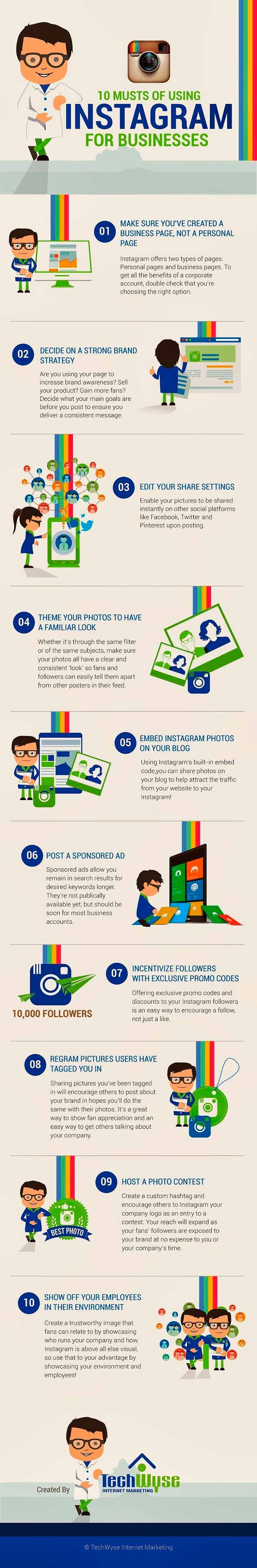 infografia sobre las 10 claves para usar instagram en la empresa