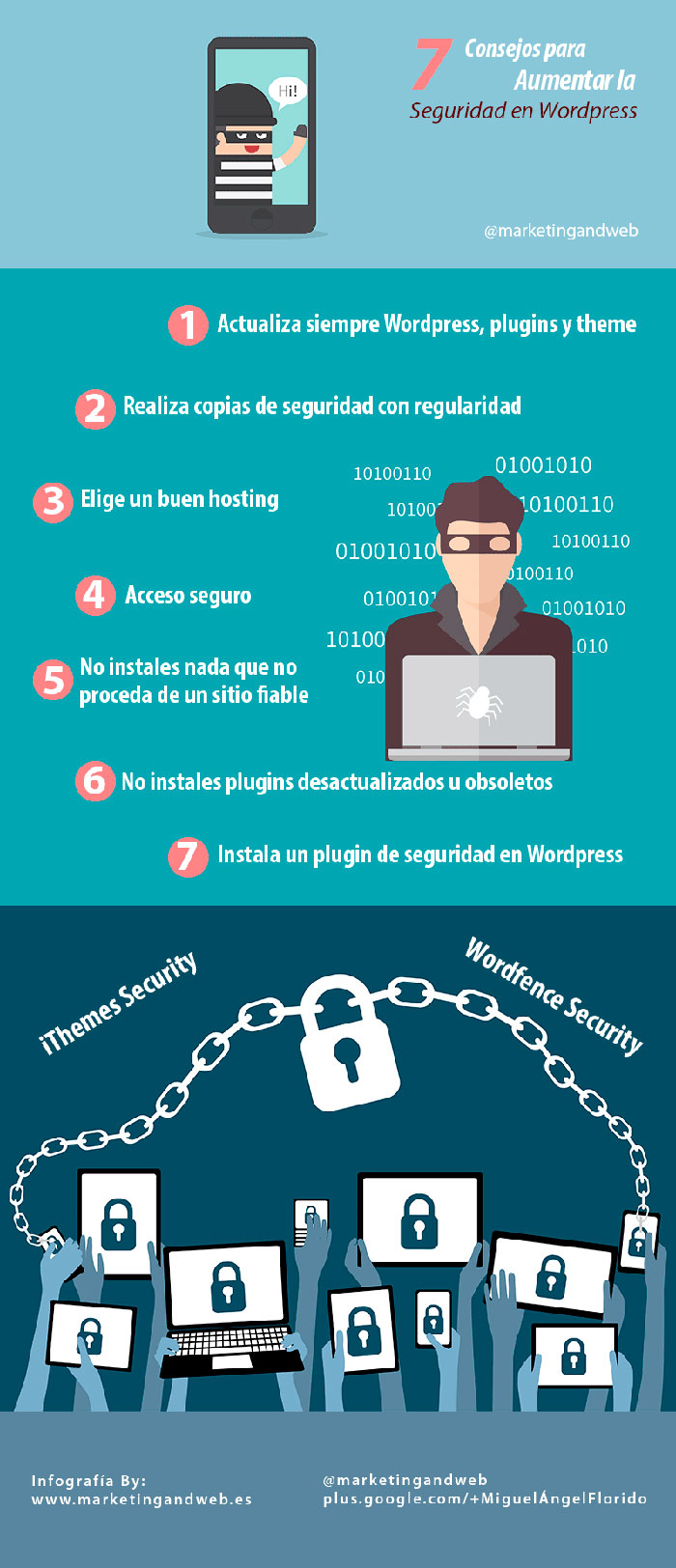 Infografia sobre consejos para aumentar la seguridad en WordPress