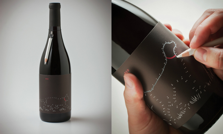Un packaging de vino para completar el dibujo uniendo puntos
