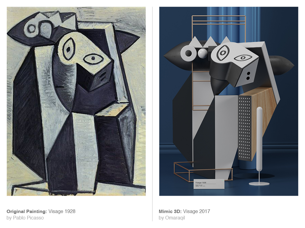 Obras originales de Picasso y las recreadas en 3D