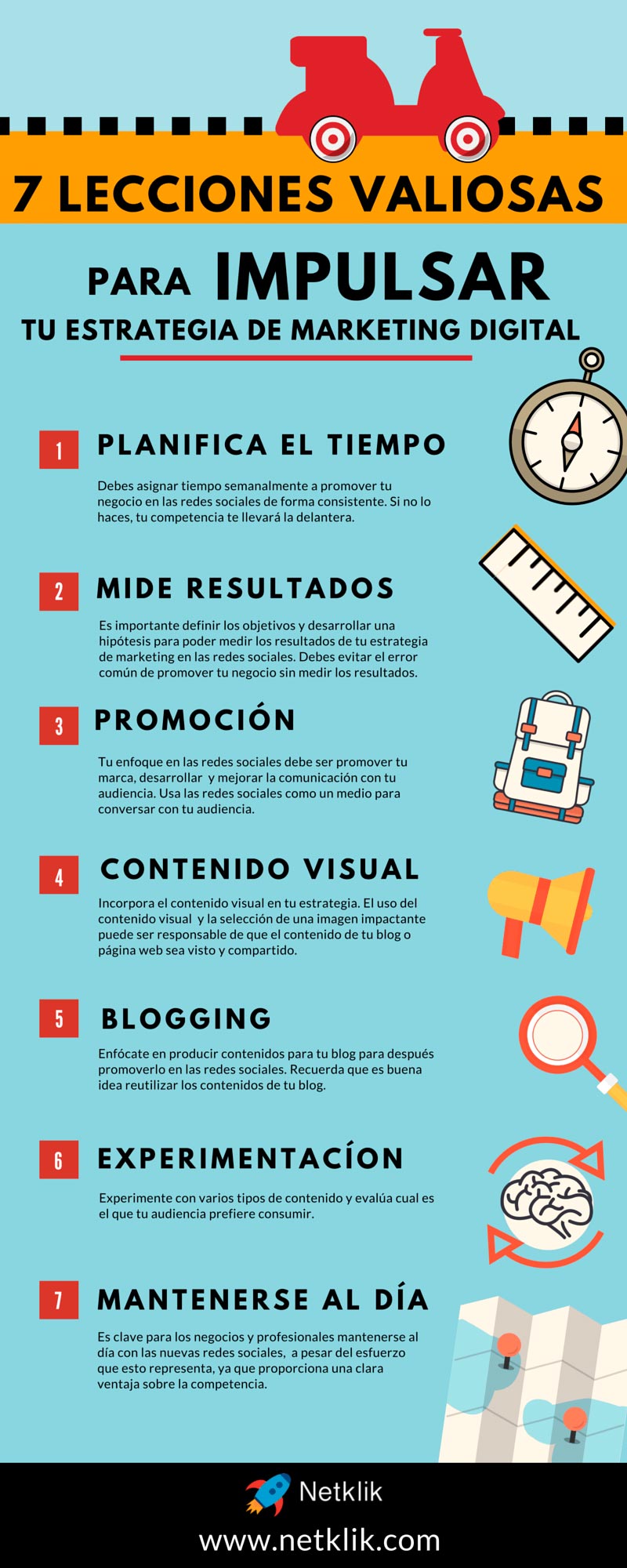 Infografía sobre los consejos para desarrollar una estrategia de marketing digital