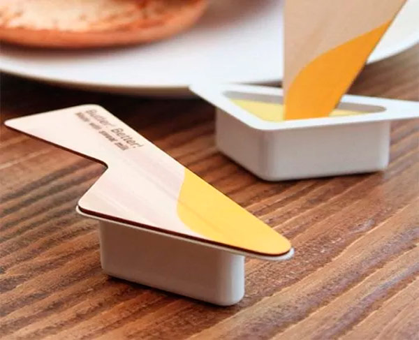 Porciones de mantequilla con tapa-cuchillo para untarla, de Yanko Design.